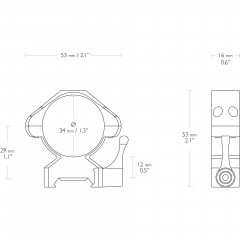 Кольца для прицела Hawke Precision QD (23030) быстросъемные D=34 мм H=12 мм на Weaver | Низкий 2 шт