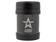 Термос для еды "Часовой" АРМИЯ РОССИИ нержавеющая сталь 0,35L, масса 280г, покрытие Hammerton, серый