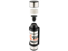 Термос для напитков THERMOS NCB-1200 Rocket Bottle 1.2L, доп. чашка, складная ручка, съёмный ремень, стальной/чёрный