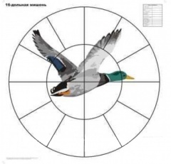 Мишень бумажная №5 Селезень для пристрелки дробовых ружей 16-дольная 800х800 мм 70 г/м 100 шт