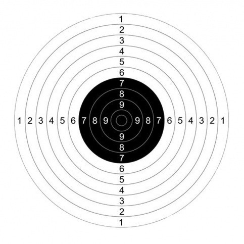 Мишень бумажная №9 для пневматических пистолетов 170х170 мм 280г/м 50 шт