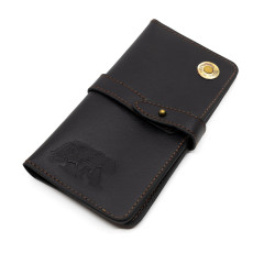 Портмоне Пергама Медведь из натуральной кожи Чёрный