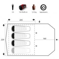 Палатка туристическая Trimm Trekking Focus для 4-х человек Койот