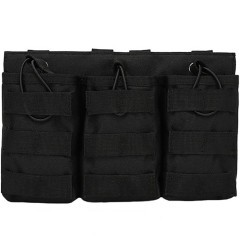 Подсумок поясной Rusforce Tactical Pouch открытый для 3-х магазинов АК Чёрный