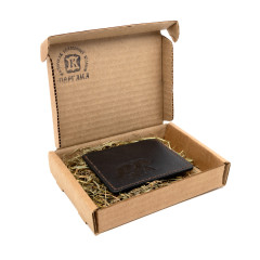 Картхолдер для карт Пергама Медведь из натуральной кожи Чёрный