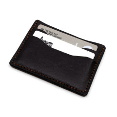 Картхолдер для карт Пергама Медведь из натуральной кожи Чёрный