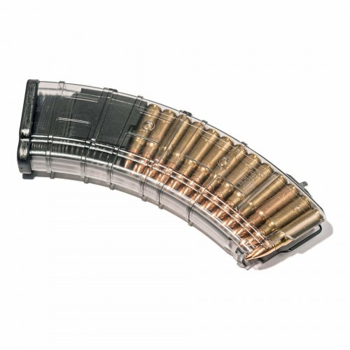 Магазин Pufgun SGA762 для АК / ВПО / Сайга 7.62х39 без сухаря (для оружия с сухарем) на 30 патронов Прозрачный