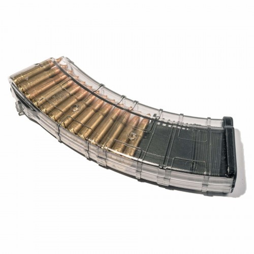 Магазин Pufgun SGA762 для АК / ВПО / Сайга 7.62х39 без сухаря (для оружия с сухарем) на 30 патронов Прозрачный