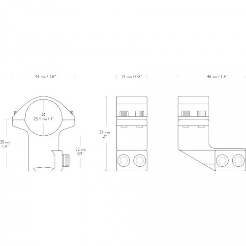 Кольца для прицела Hawke Extension (22120) D=25.4 мм H=22 мм V=46 мм на Призму (9-11 мм) | Высокий 2 шт