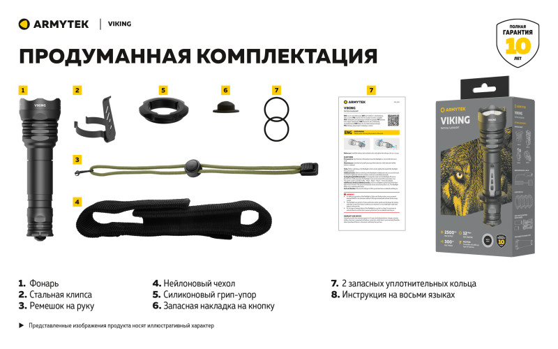 Фонарь тактический Armytek Viking Свет - Холодный | 2500 lm 300 м