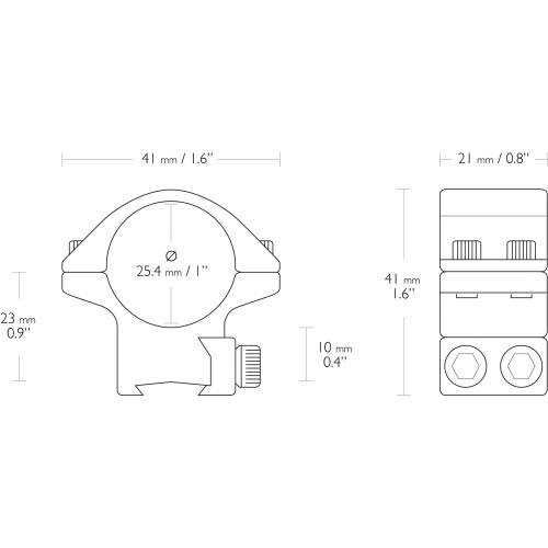 Кольца для прицела Hawke Match (22100) D=25.4 мм H=10 мм на Призму (9-11 мм) | Низкий 2 шт