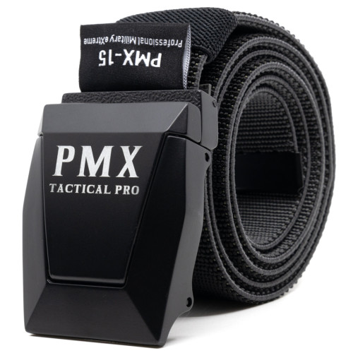 Ремень брючный PMX-15 с металлической застёжкой Чёрно-серый