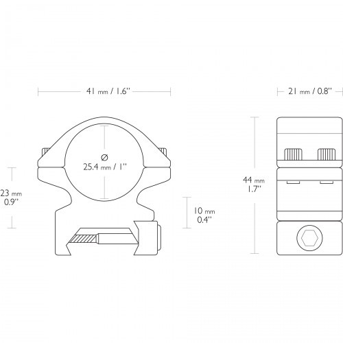 Кольца для прицела Hawke Match (22113) D=25.4 мм H=10 мм на Weaver | Средний 2 шт