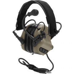 Наушники активные стрелковые Earmor Military Edition ME7 c микрофоном и разъемом для тангенты 22-82 ДБ Койот