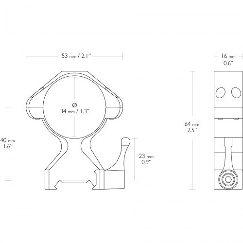 Кольца для прицела Hawke Precision QD (23032) быстросъемные D=34 мм H=23 мм на Weaver | Высокий 2 шт