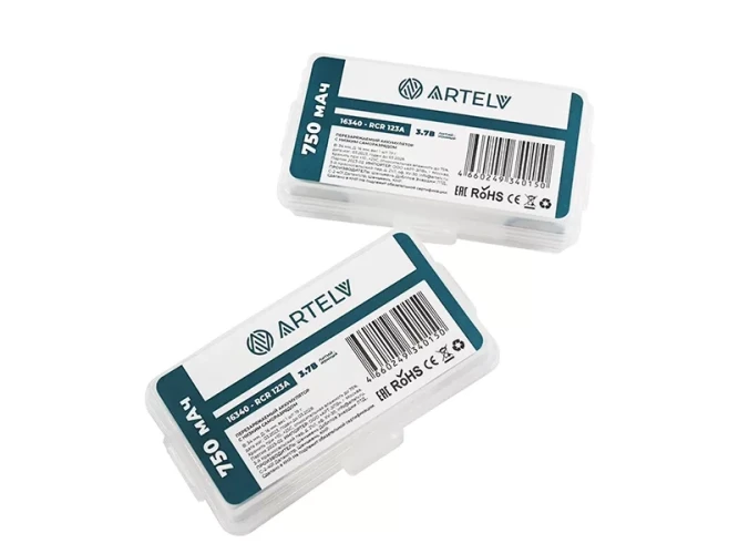 Аккумулятор ARTELV (RCR123) 3.7V 750 мАч