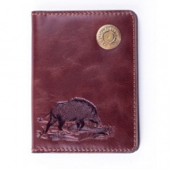 Обложка для автодокументов Пергама Кабан из натуральной кожи Коричневый