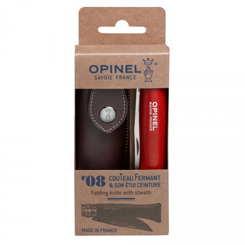 Нож складной Opinel Colored №08 Клинок 8.5 см с темляком Рукоять - граб Красный (+Чехол)