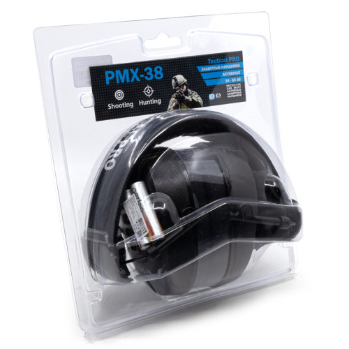 Наушники активные стрелковые PMX Tactical Pro PMX-38 Clandestine 28-85 ДБ Чёрный