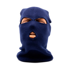 Маска балаклава Стикхант Разведчик демисезонная вязанная 3 отверстия Синий