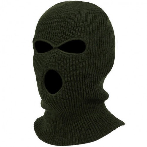 Маска балаклава Стикхант Штурмовик зимняя вязаная 3 отверстия Хаки