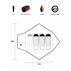 Палатка туристическая Trimm Adventure Base Camp-D для 4-х человек Зелёный