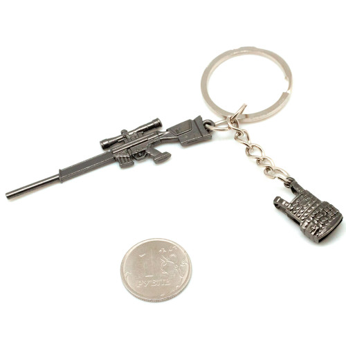 Брелок Microgun XS Снайперская винтовка Heckler and Koch PSG-1 с бронежилетом Хромированный