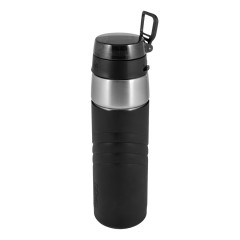 Термос для напитков (термос-бутылка) THERMOS TS-2706 0.6L, открытие/закрытие одной рукой, силиконовый чехол, чёрный